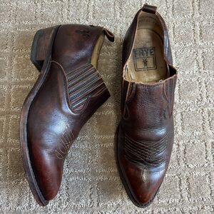 Frye Billy Shootie Leather Ankle Boots Womens 7.5B Brown Western Cowboy Festival